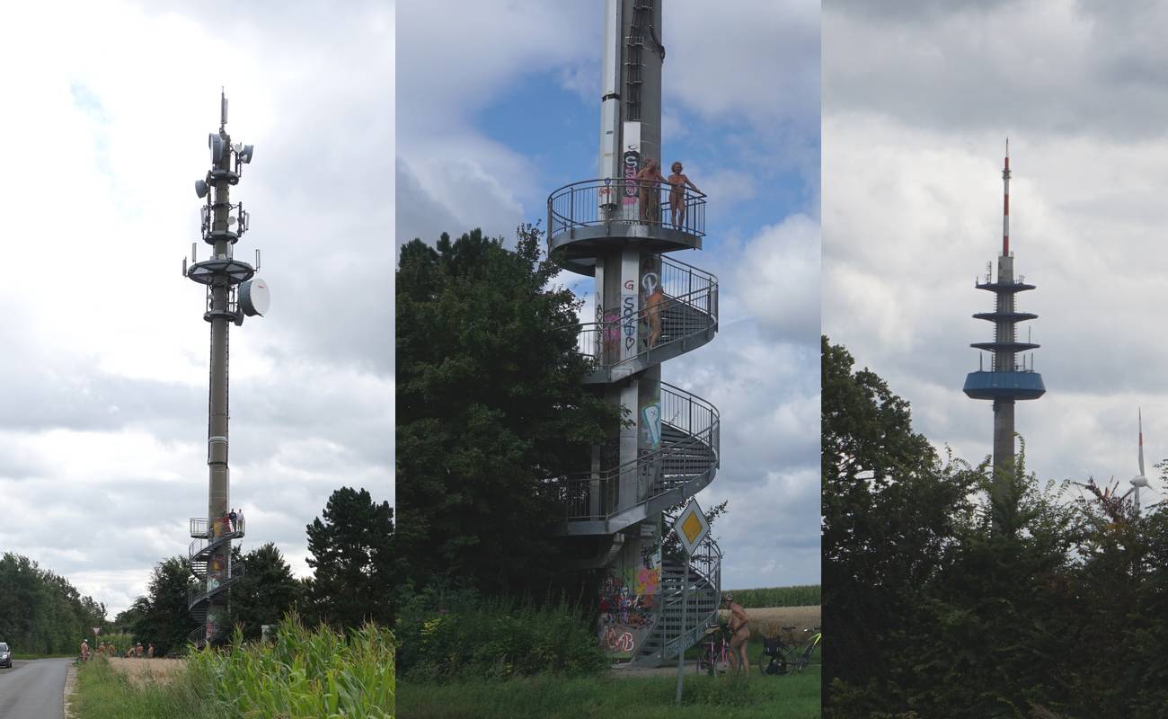 Der Mobilfunkmast bietet eine Aussichtsplattform, der Fernmeldeturm trug früher auch einmal Sendeantennen fürs Fernsehen