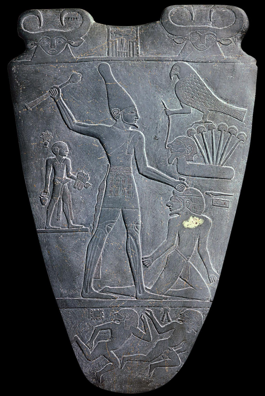 Altes Reich, 1. Dynastie, Plakette des Pharao Narmer.
