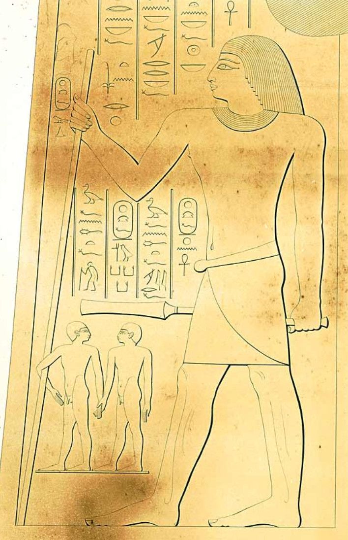 Altes Reich, 4. Dynastie, Pyramiden in Gizeh, Grab 75: Auch in der unmittelbaren Umgebung des Pharao musste man sich nicht bekleiden.